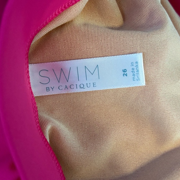Swim by Cacique 2 Piece Bathing Suit Sz 24 TOP Sz 26 SKIRT Hot Pink Summer Flor… - Picture 10 of 15